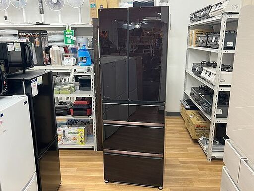 (Y)北大前! 三菱 大型冷蔵庫 MR-WX52F-BR 2020年製 517L クリスタルブラウン 6ドア ノンフロン 冷凍冷蔵庫 ミツビシ 札幌発 2044225