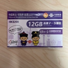 30日間 12GBデータ通信専用 SIM カード