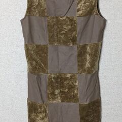パッチワークM 茶×金 ワンピース