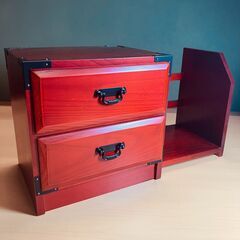 卓上小タンス（伸縮式サイド本棚付き）