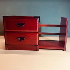 卓上小タンス（伸縮式サイド本棚付き）の画像