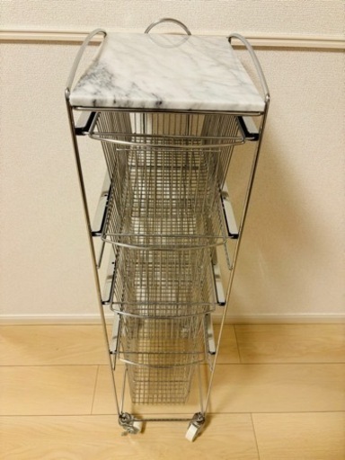 ※5/24まで【ASPLUND】 マーブルトップ4Dスリムトローリー家具 収納家具 スチールラック