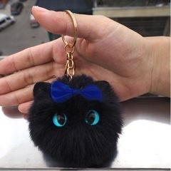 2点セット　猫キーホルダー　バッグチャーム　 リボン付き　ふわふわ　猫ちゃんの画像