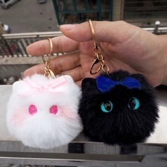 2点セット　猫キーホルダー　バッグチャーム　 リボン付き　ふわふ...