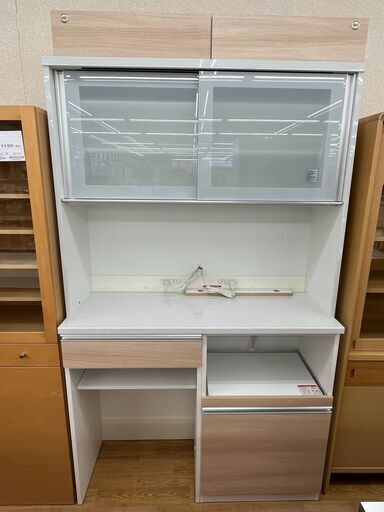 ★ジモティ割あり★ 高橋木工所 食器棚 ホワイト/ナチュラル H201×W120×D45 クリーニング済み KJ5086