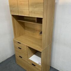 ニトリ/NITORI キッチンボード エトナ90KB LBR2 ライトブラウン 幅90 レンジボード 収納 中古家具 店頭引取歓迎 R8268