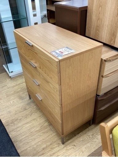 KE-33【新入荷　リサイクル品】レグナテック　リッツ/ レッドオーク材　4段チェスト　ナチュラル