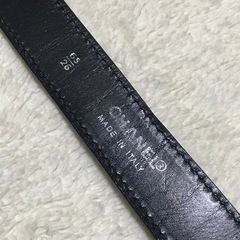 正規品 シャネル キャビアスキンレザーベルトブラック 65/26の画像