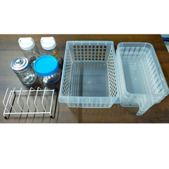 【中古】小物入れ　瓶　水切り台　9点セット