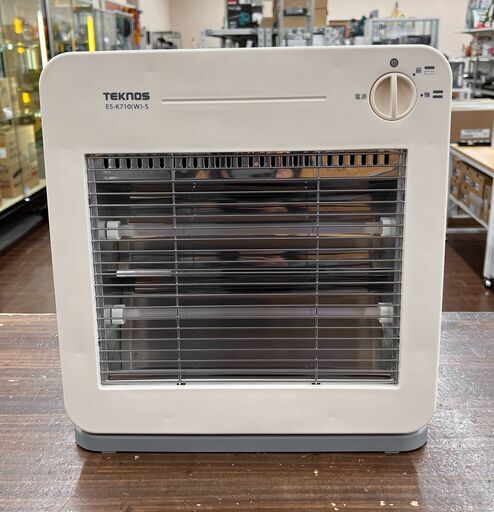 札幌 東区 テクノス 電気ストーブ ES-K710-S 2022年製 ホワイト×グレー 単機能 ハロゲンヒーター 転倒OFFスイッチ 空調家電