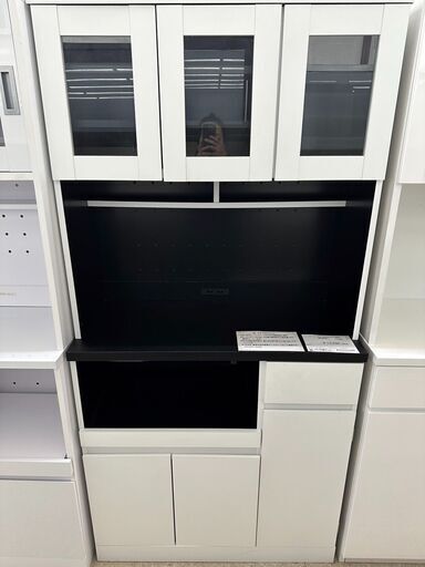 店長値引き★ジモティ割あり★  レンジボード 黒白 H182×D41.5×W90 クリーニング済み TJ5839
