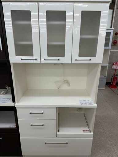 ★ジモティ割あり★  レンジボード 白 H180×D42×W88.5 クリーニング済み TJ5842