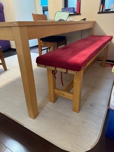 【中古】IKEA　ダイニングテーブル＋ベンチ　6～10人用