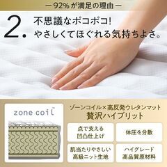 未使用訳あり　真空圧縮ロールでお届け ゾーンコイルマットレス　高通気スプリング　抗菌防臭防ダニ仕様　シングル　セミダブル　ダブルの画像