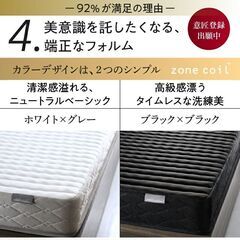 未使用訳あり　真空圧縮ロールでお届け ゾーンコイルマットレス　高通気スプリング　抗菌防臭防ダニ仕様　シングル　セミダブル　ダブルの画像