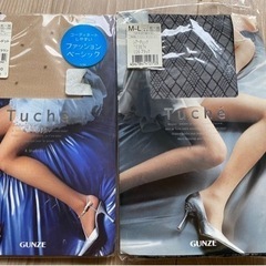 GUNZE 柄ストッキング2足