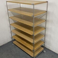 MUJI/無印良品 ステンレスユニットシェルフ オーク材追加棚×...