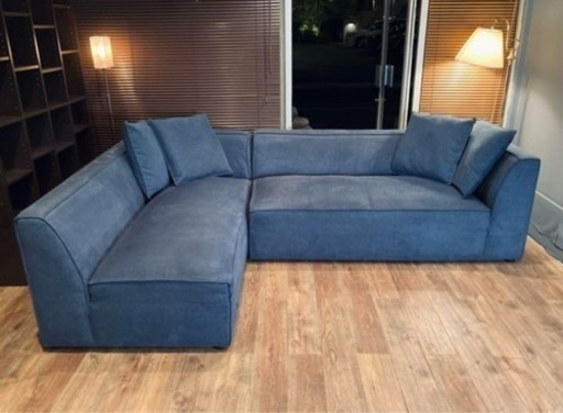 アンティークブルーコーナーカウチソファー ニトリ