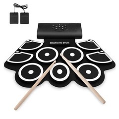 取引完了　電子ドラム ポータブルドラム ロールアップドラム 12デモ曲 9リズム 7音色 入門 練習 子供 便利的な充電式の画像