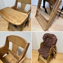 ベビーチェア 木製 おりたたみ　ハイローチェア の画像