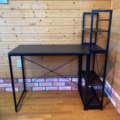 棚付きデスクセット、机と棚は自由にレイアウト可能タイプ　未使用ですが多少のキズあり有りの画像