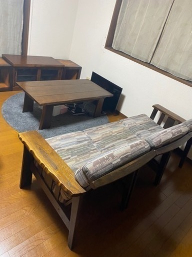カリモク家具　飛騨家具　テーブル、3人掛けソファ、テレビボード　個々での購入可能