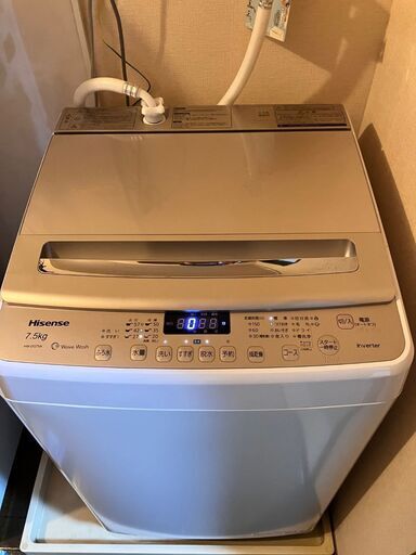 洗濯機　ハイセンス　HW-DG75A　インバータ式　2021年製　7.5 kg
