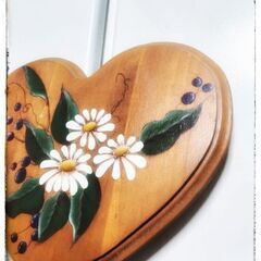 ハート型❤のトールペイント花のプレート飾り