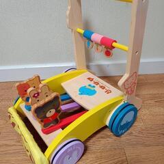 　　ベビー　　つかまり立ち練習　木製押し車　ミテミテ　