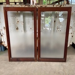窓　ガラス窓　くもりガラス　2枚セット11,000円　建具　木枠...