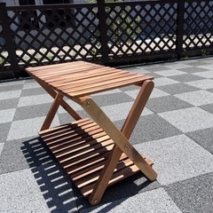ニトリ　棚　木製　キャンプ　BBQ 庭の画像