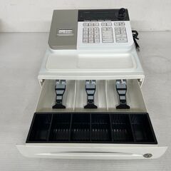 【CASIO】 カシオ 電子レジスター ホワイト 8部門 小型ドロア一体型 SE-S20-WE ヨコ型領収書発行対応 消費税率2種対応 K0004