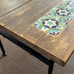 アイアンテーブル こたつ  天然木　タイル　ヴィンテージ風　ビンテージ風の画像