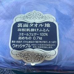 裏面タオル地羽根肌掛けふとん スモールフェザー 100%の画像