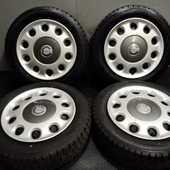 タイヤ走行短め【DUNLOP WM01 155/56R14】スタッドレス【ダイハツ ミラココア 純正ホイール 14インチ 4.5J4HPCD100】19年製　(VTH946)