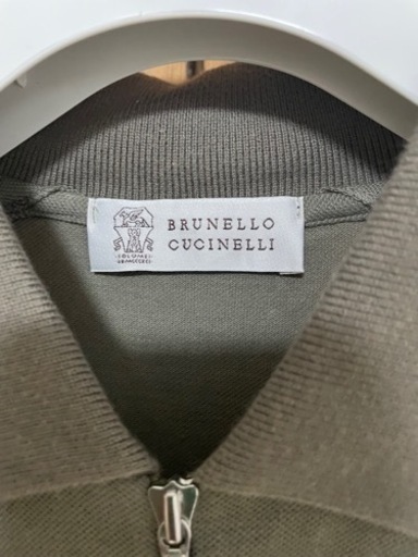 【定価8万円】BRUNELLO CUCINELLI ブルネロクチネリ ハーフジップ　半袖ポロシャツ  XLサイズ相当  カーキ