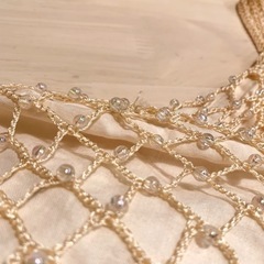 (新品未使用)紐カバン ビーズ レトロ 夏向け　ビーズカバンの画像