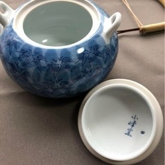 【新品未使用】有田焼 番茶器 蓋付茶器揃 呉須笹★急須1点湯呑5点セット 小峰の画像