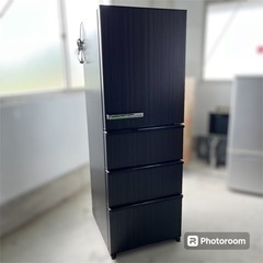美品 AQUA 4ドア冷蔵庫 自動製氷 368L 2022年製  AQR-V37M  ウッド調 ブラウン 