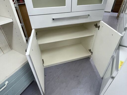 食器棚 幅80×奥行40×高さ180cm 白 ホワイト エナメル調 キッチン収納 食器棚 幅80×奥行40×高さ180cm 白 ホワイト エナメル調 キッチン収納