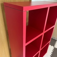 赤い木製棚　ラック　家具 収納家具 カラーボックスの画像