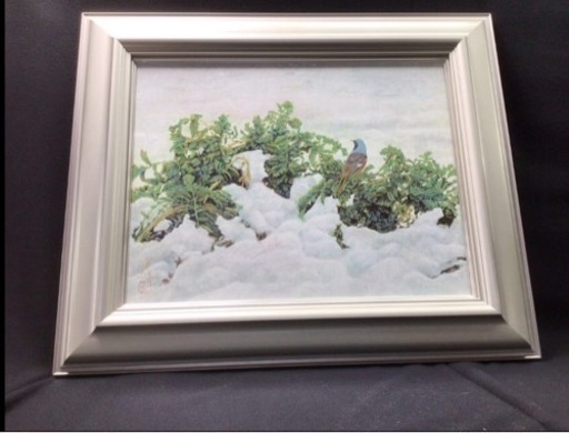 S16218【冬日】中務 重雄 真作 油彩画