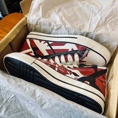 Eddie Van Halen "Red/Black/White Striped" High Top Sneakers エドワード・ヴァン・ヘイレン EVH スニーカーの画像