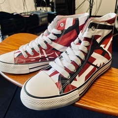 Eddie Van Halen "Red/Black/White Striped" High Top Sneakers エドワード・ヴァン・ヘイレン EVH スニーカーの画像