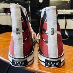 Eddie Van Halen "Red/Black/White Striped" High Top Sneakers エドワード・ヴァン・ヘイレン EVH スニーカーの画像
