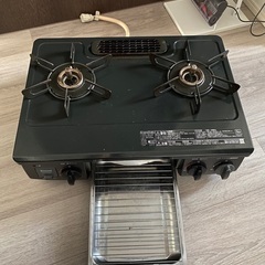 Rinnai KG34NBKR-13A ブラック系 + 対応ガスホース(0.5m) [ガステーブル (都市ガス(13A)用・右強火力・56cm・2口)]の画像