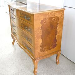 イタリア家具 チェスト 象嵌 猫脚 4段抽斗 100cm キャビネット 収納