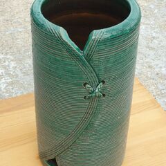 中古 USED 傘立て 陶器 和風 コンパクト 直径18㎝✕H全...