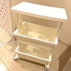 家具　テーブル　ワゴン　収納　ホワイトの画像