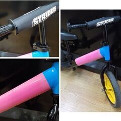 現状品！ストライダー スポーツモデル 12インチ スタンド・スキーアタッチメント付き カスタムペイント カラフル STRIDER ランニングバイク　西岡店の画像